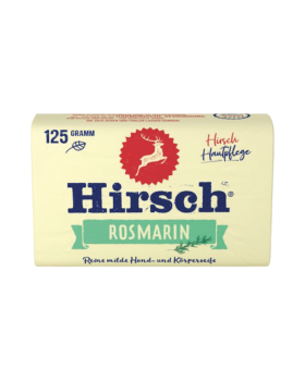 Hirsch Rosmarin, reine milde Hand­ und Koerperseife, feste Seife, 125g